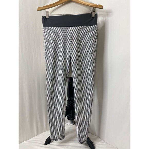 Women's Large Leggings Honeycomb Textured Scrunch Butt Grey Black Yoga Sporty - Picture 3 of 6